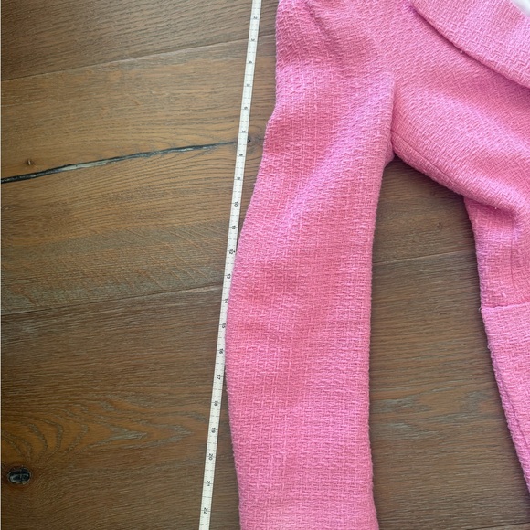 NWT-Zara Pink Tweed Women's Blazer Jacket Gold Button Detail - Picture 7 of 12
